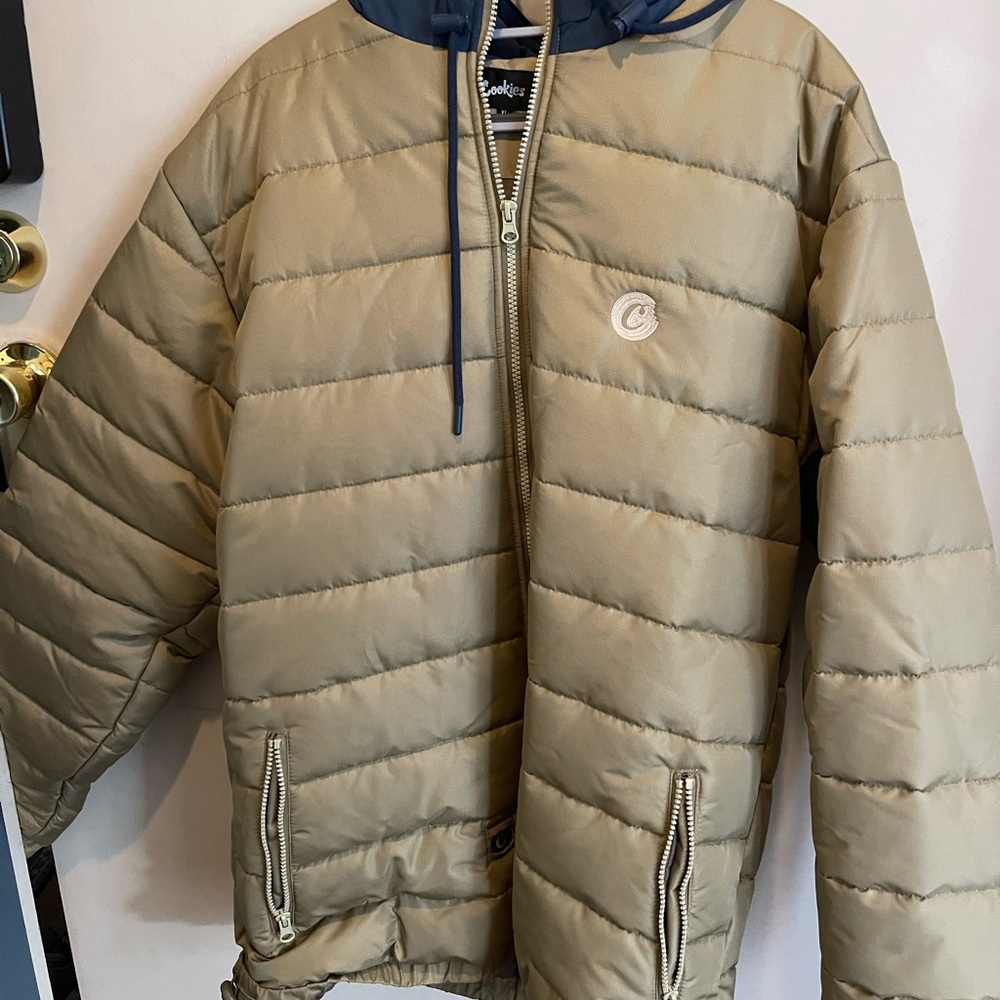 Cookies Cozy Tan Puffer Jacket with Hood